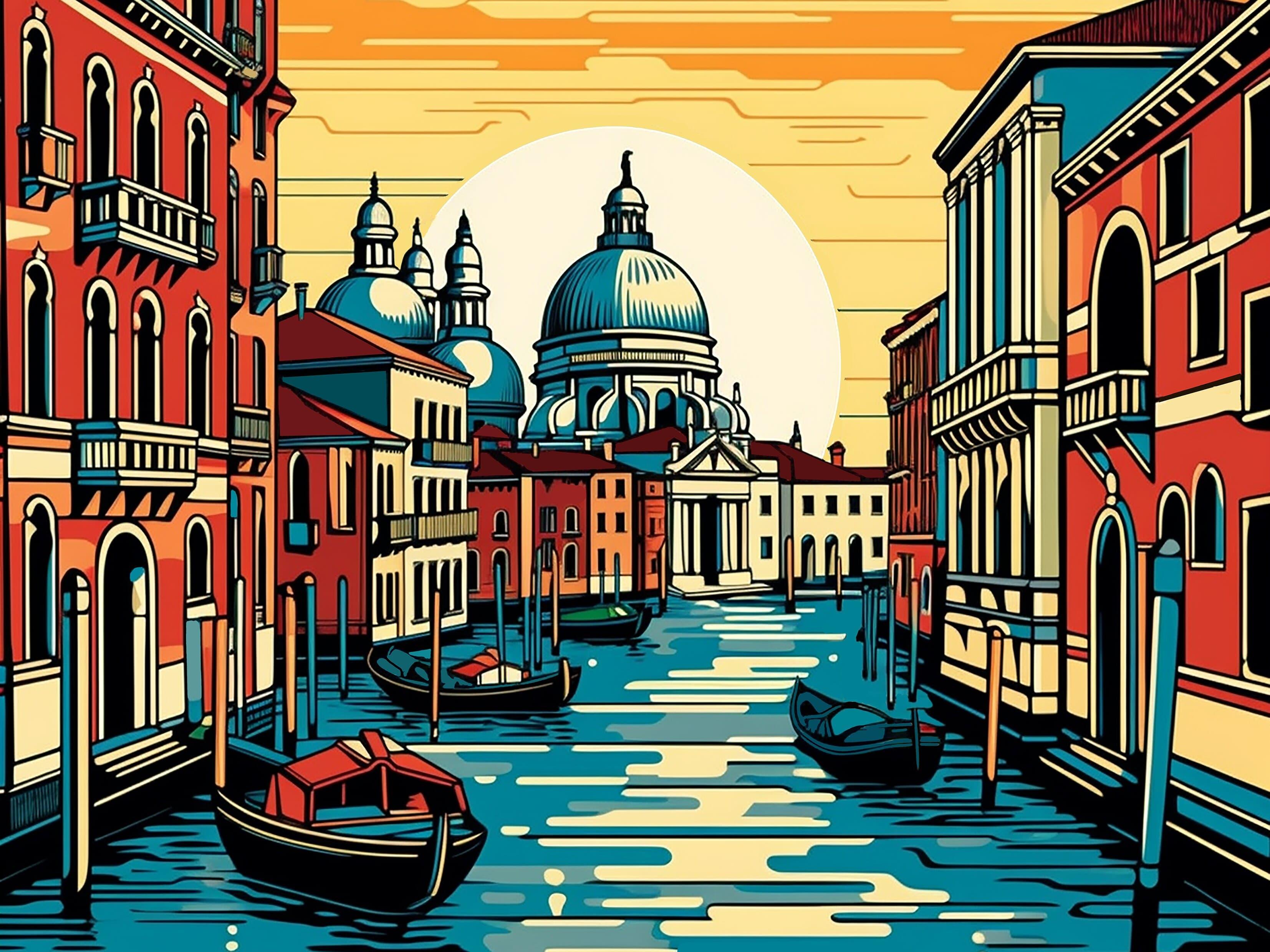 The original painting "Venetian Canal" was created with colourful acrylic paints on a standard canvas. Ideal for your home, living room, dining room, bedroom or office.    The size of this particular artwork:    Height : 23.62 inches (60 cm)  Width