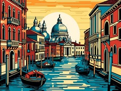 Venetian canal, Painting, Acrylic on Canvas