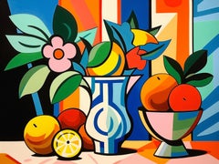 Vibrante nature morte 2, Peinture, Acrylique sur toile
