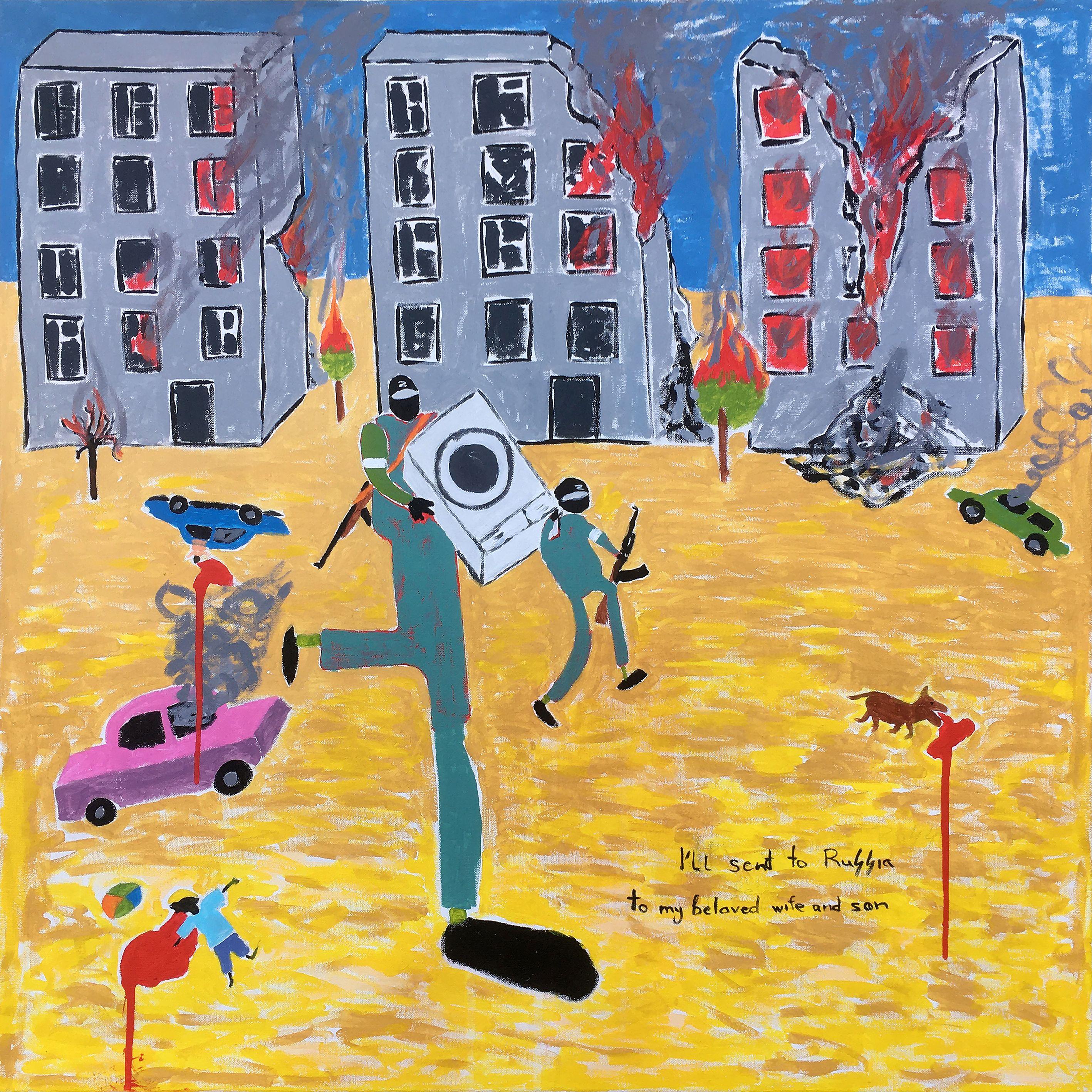 This is a sketch from the war that is currently ongoing in Ukraine. I wanted to show the situation as a child sees it with the help of a child's drawing. As everything that is dear and familiar to the child is destroyed. What does a murderer and