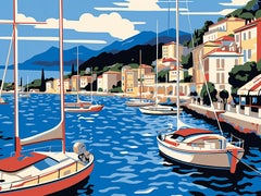 Yates en la bahía, Pintura, Acrílico sobre lienzo
