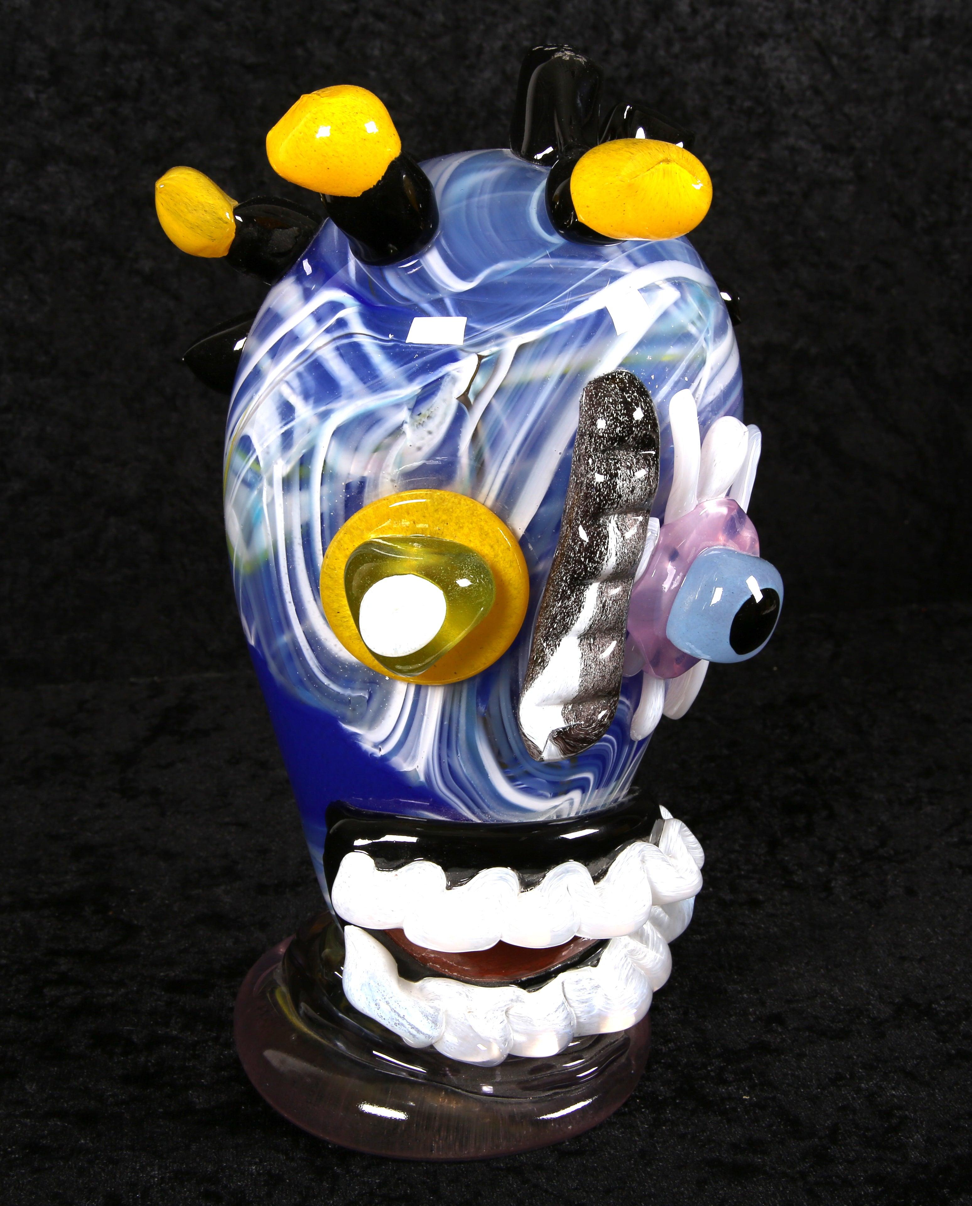 Escultura de cristal de Murano Rostro abstracto Hecho a mano por Paul Kostabi - Sculpture de Kostabi, Paul