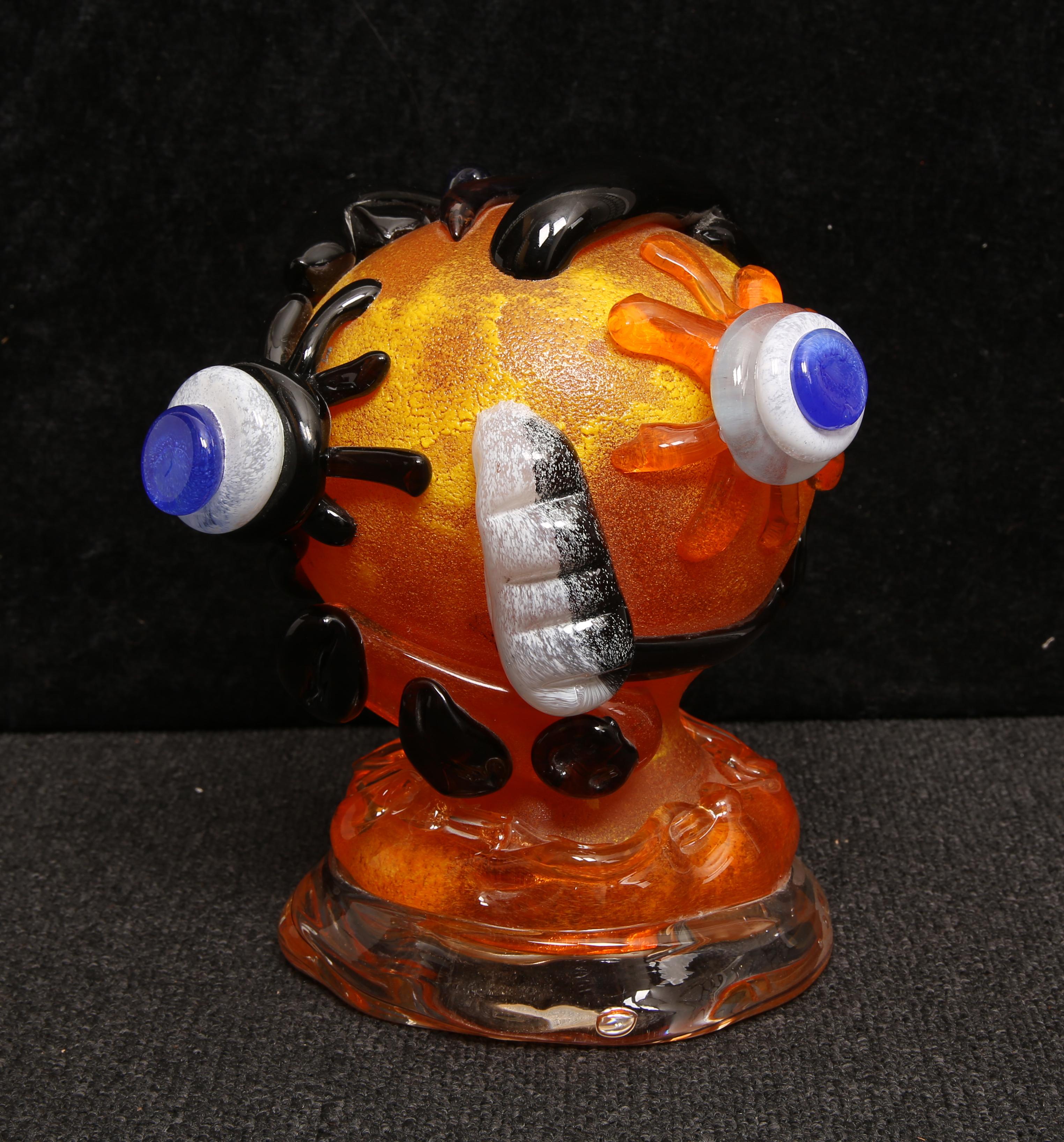 Escultura de cristal de Murano Rostro abstracto Hecho a mano por Paul Kostabi en venta 1