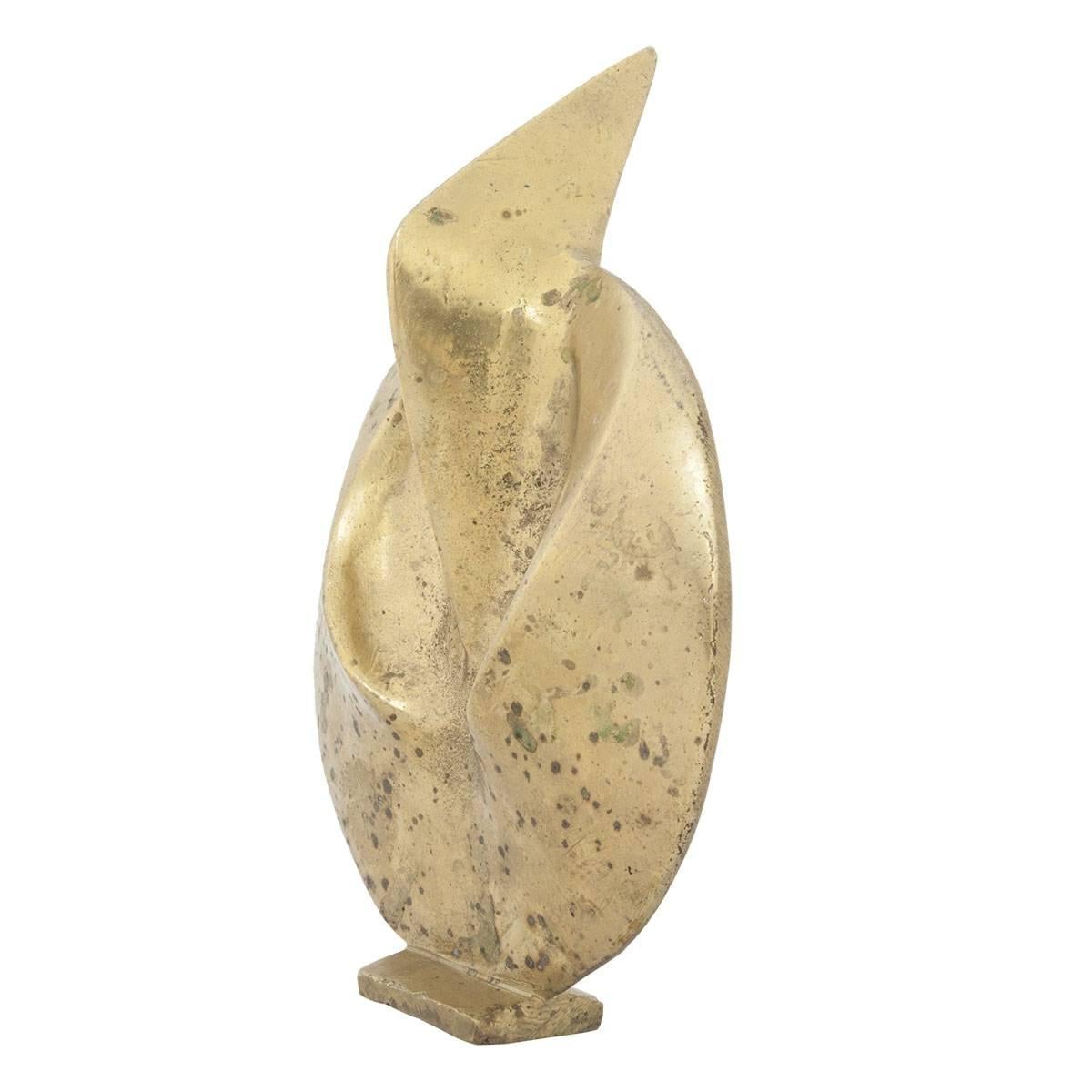 Sculpture abstraite moderniste en bronze doré à la manière de Brancusi - Or Abstract Sculpture par Kostas Dikefalos