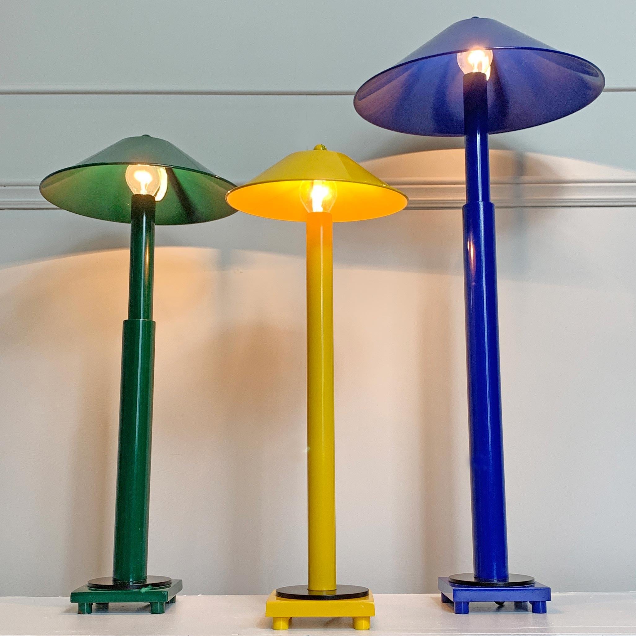 Kostka Lamps, France, 1970s-1980s, Blue, Yellow, Green For Sale 1