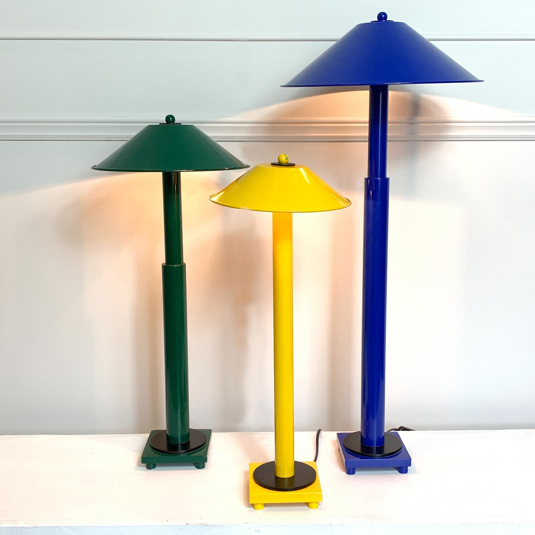 Kostka Lamps, France, 1970s-1980s, Blue, Yellow, Green For Sale 4