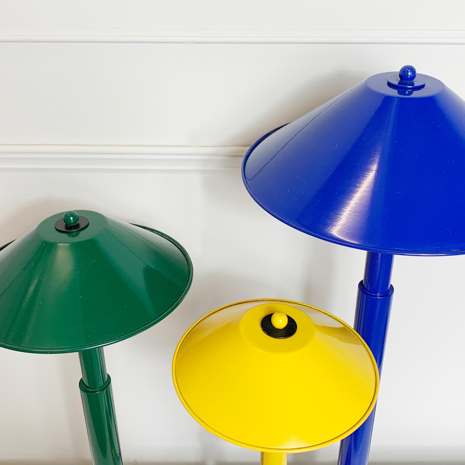 French Kostka Lamps, France, 1970s-1980s, Blue, Yellow, Green For Sale
