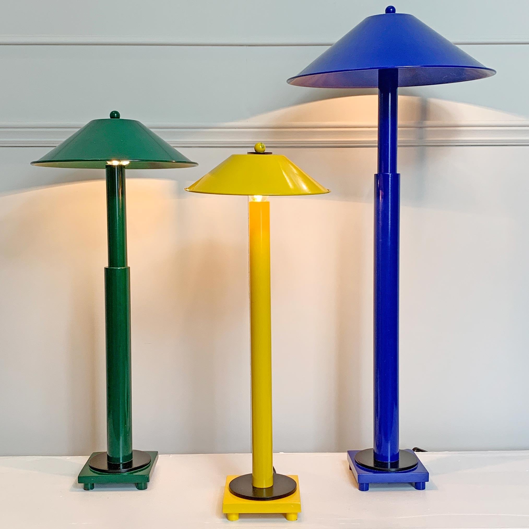 Kostka Lamps, France, 1970s-1980s, Blue, Yellow, Green For Sale 1