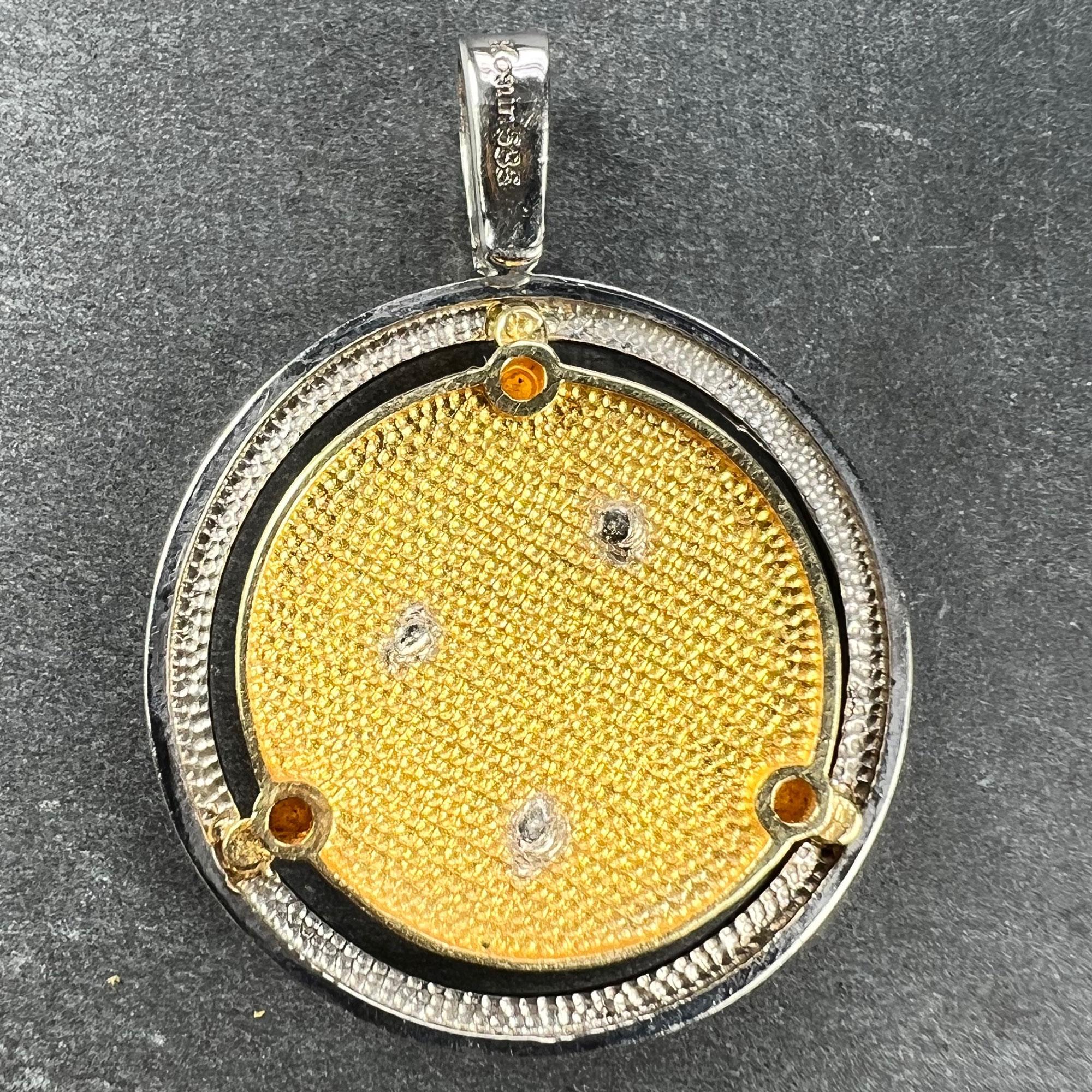 Pendentif à breloques Capricorne en or jaune blanc 14K Bon état - En vente à London, GB