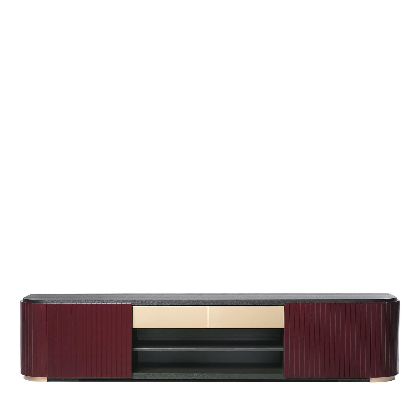 XXIe siècle et contemporain Stand TV Kota en frêne fini amarante et moka par Black Tie en vente