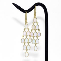 Kothari Australian Opal Yellow Gold Chandelier Dangle Drop Earrings