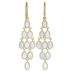 Kothari Australian Opal Yellow Gold Chandelier Dangle Drop Earrings