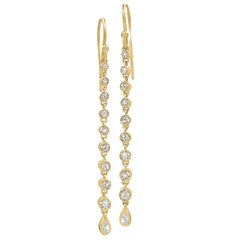 Kothari Champagne and White Diamond Grand Dangle Drop Earrings