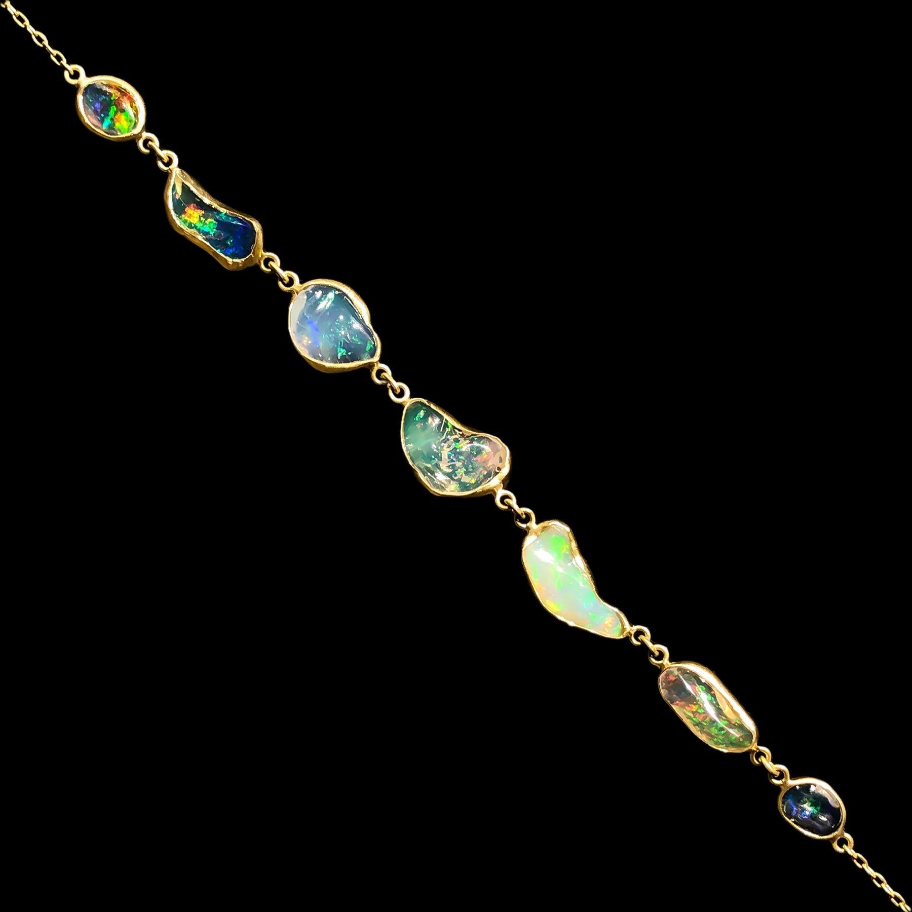 Women's Kothari Design Freeform Mexican Opal Gold In-Line One of a Kind Necklace