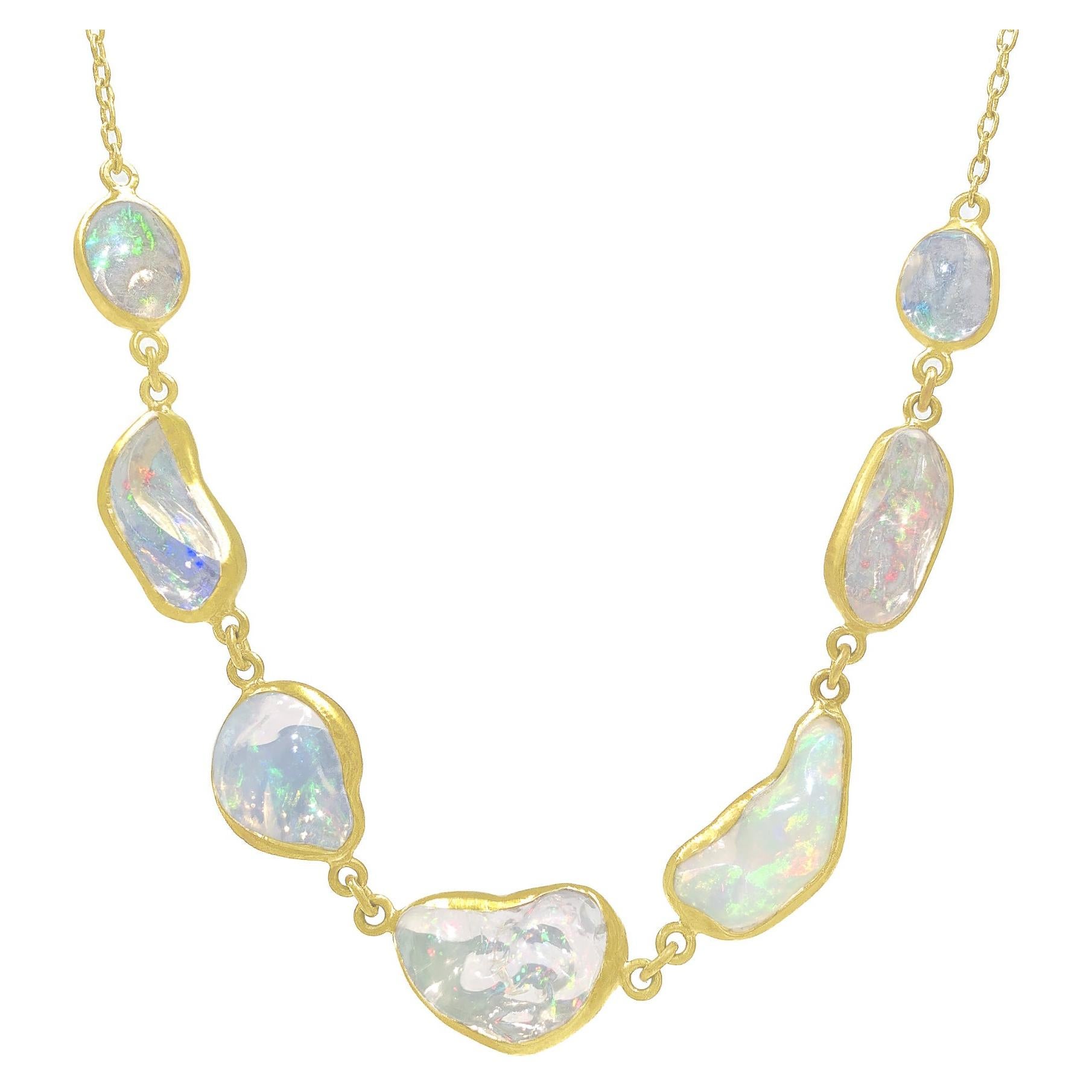 Kothari Design Freeform Mexican Opal Gold In-Line One of a Kind Necklace