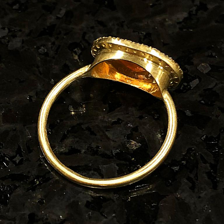 Artist Kothari Freeform Mexican Fire Opal White Diamond Gold One of a Kind Ring