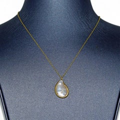 Iridescent Pearl Embedded Diamond One of a Kind Pendant Drop Necklace, Kothari