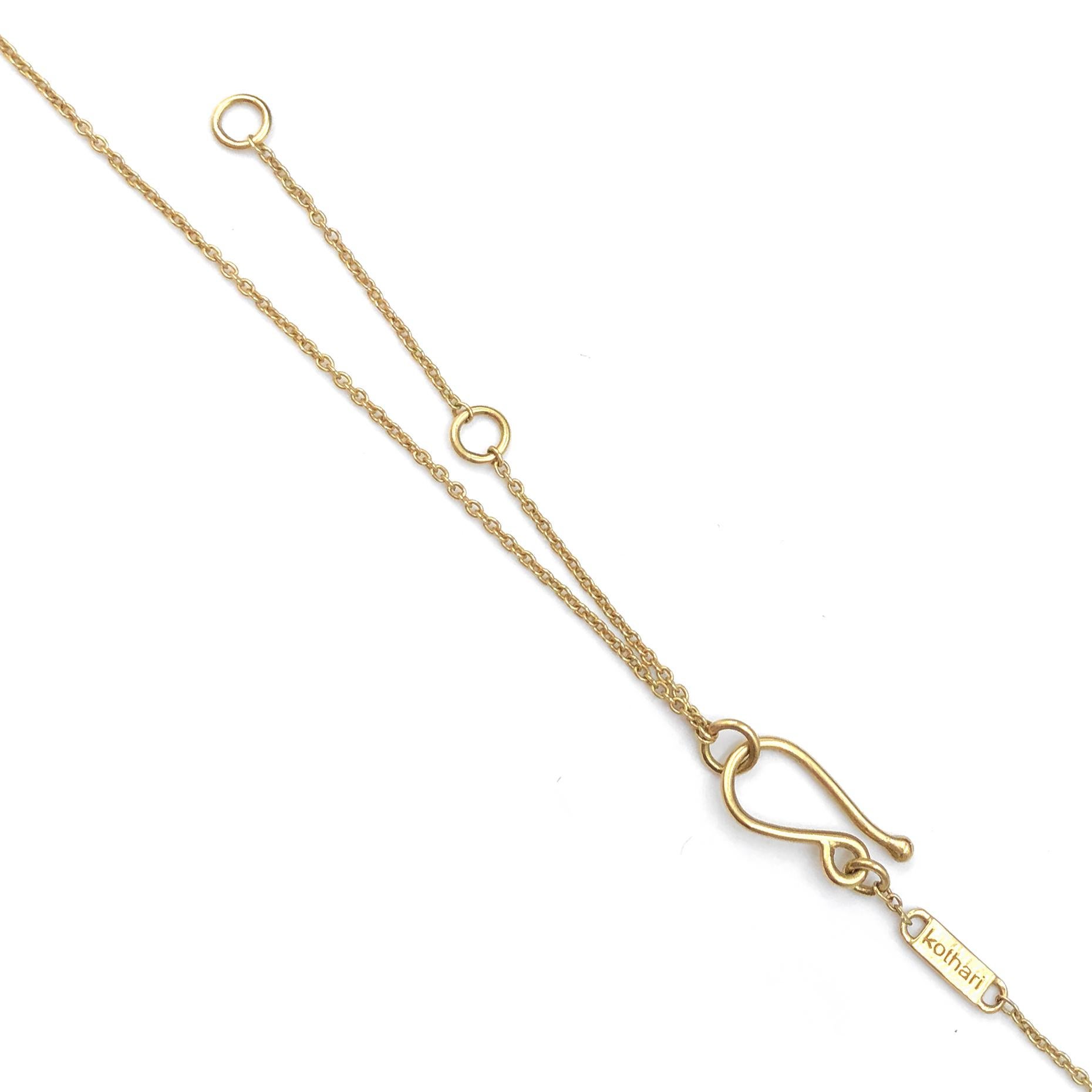 Artisan Kothari Polki Diamond Brilliant-Cut Diamond Matte Gold Curved Bar Necklace