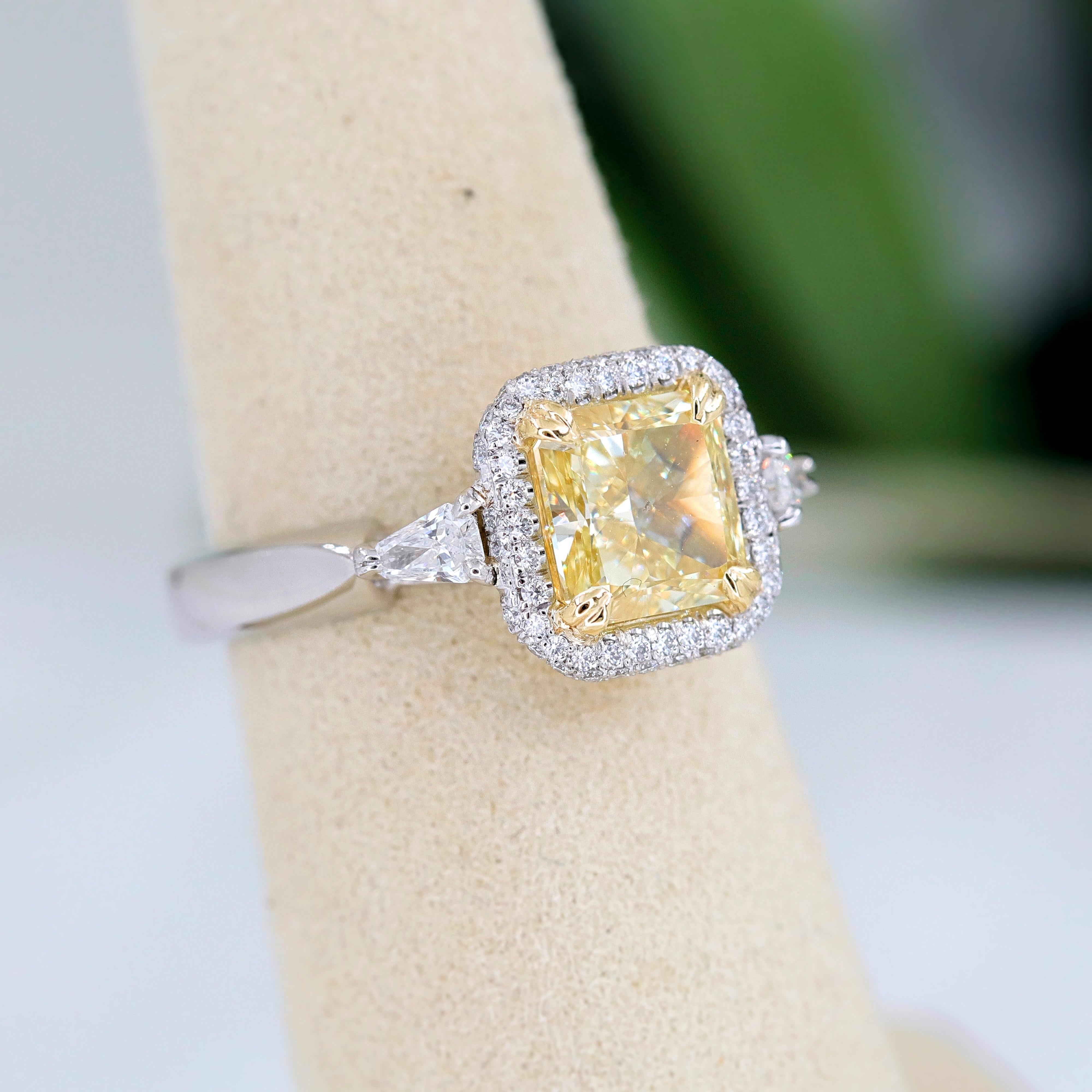 Kotlar Classico Fancy Yellow Radiant Diamond Engagement Ring 2.50 Carat Platinum 2