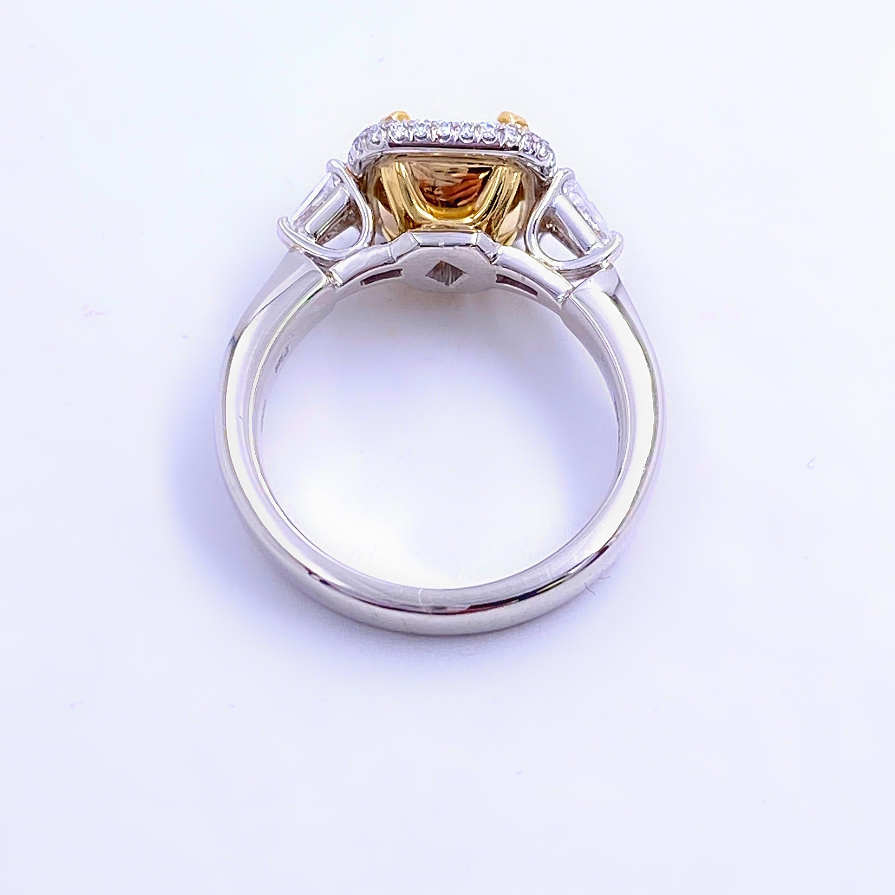 Kotlar Classico Fancy Yellow Radiant Diamond Engagement Ring 2.50 Carat Platinum 4