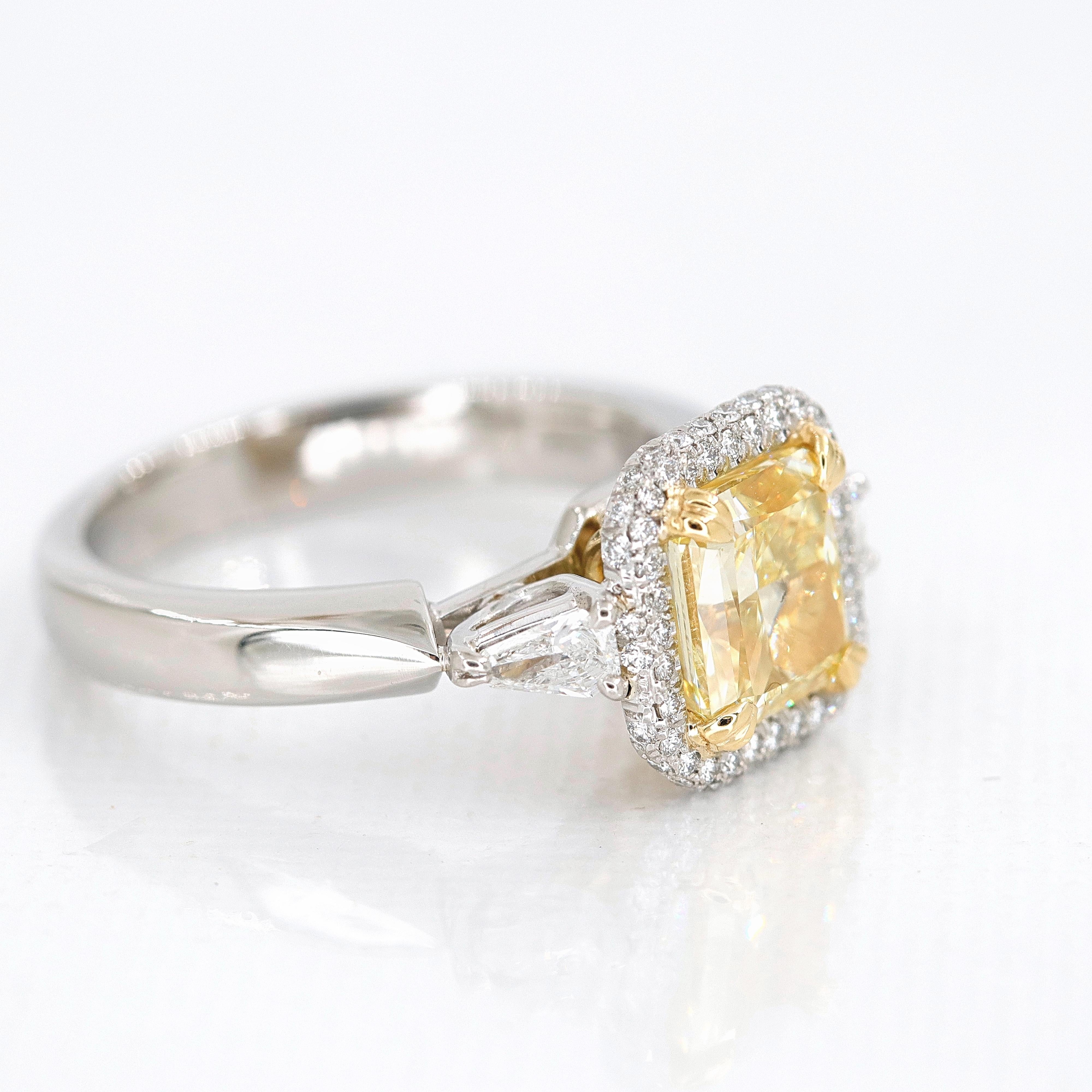 Radiant Cut Kotlar Classico Fancy Yellow Radiant Diamond Engagement Ring 2.50 Carat Platinum