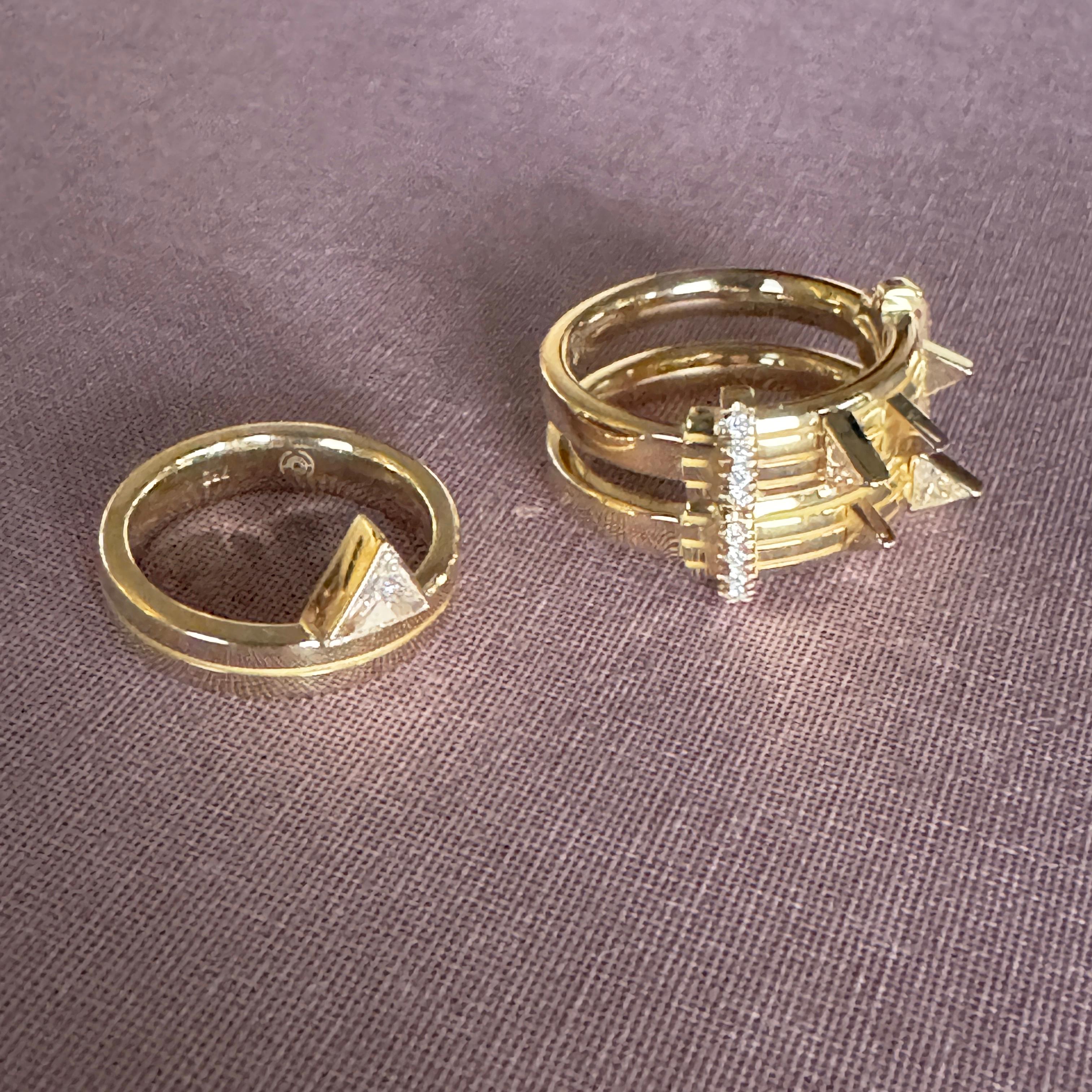 Contemporary Koto Ring Set in 18 Karat Gold with Diamonds
