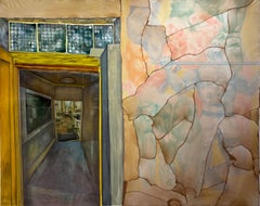 Contemporary Figurative Oil on Canvas. Sports Theme. Gym Interior. Bright colors
