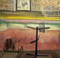 Contemporary Figurative Oil Painting on Canvas. Weightlifting Equipment. Sport.