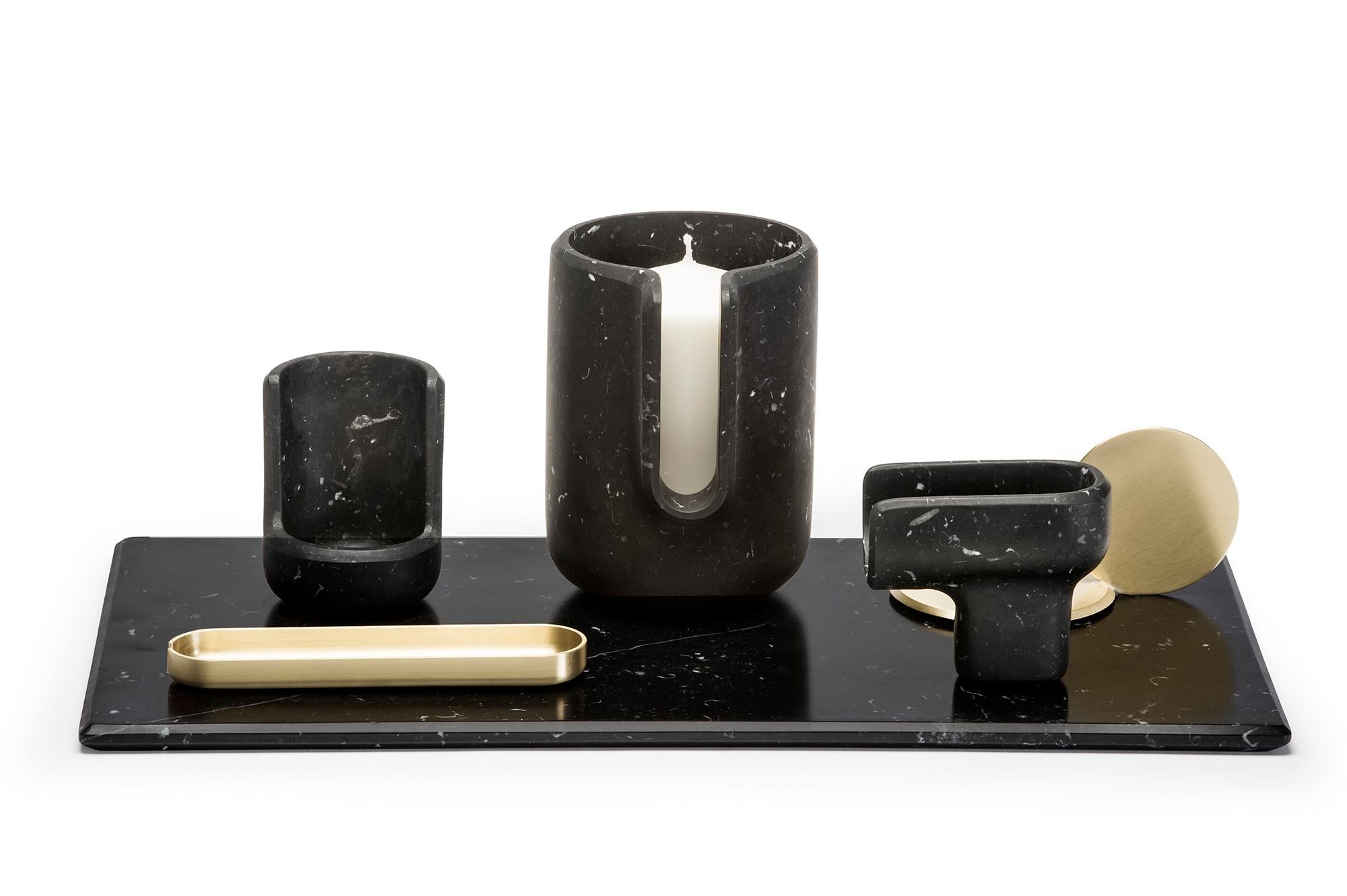 Carved Kouki Candleholder Black by Nendo for Editions Milano For Sale