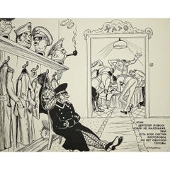 Affiche originale de Koukryniksy, caricature soviétique attirant l'OTAN, 1977