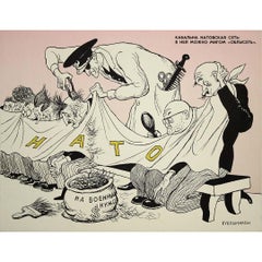 1977 original poster by Koukryniksy - Soviet caricature targeting NATO