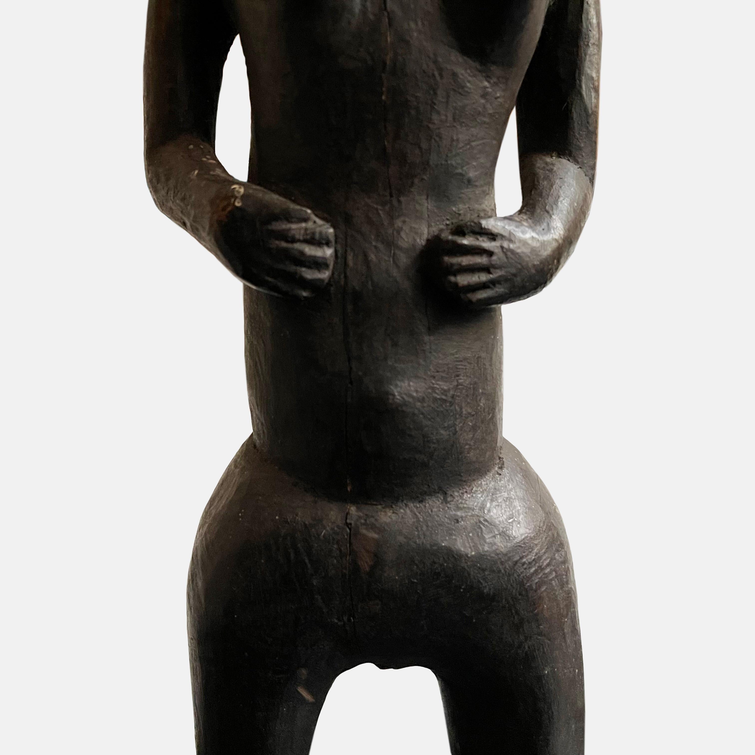 Wood Koulango Female Ancestral Statue, Ivory Coast, Early 20th Century For Sale