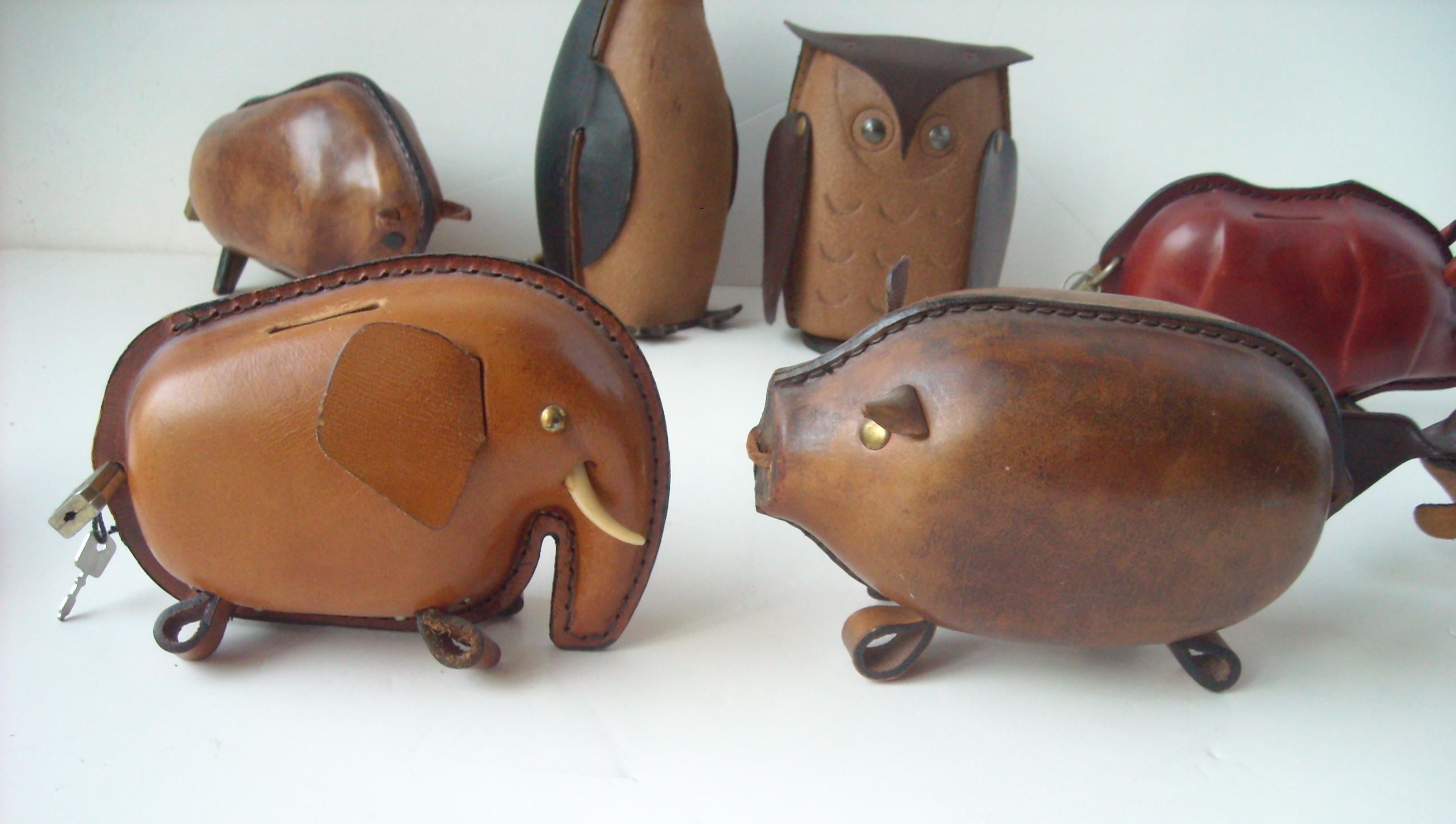 Modern Kounoike Leather MCM, Collection of 10 Coin/Money Banks Animals