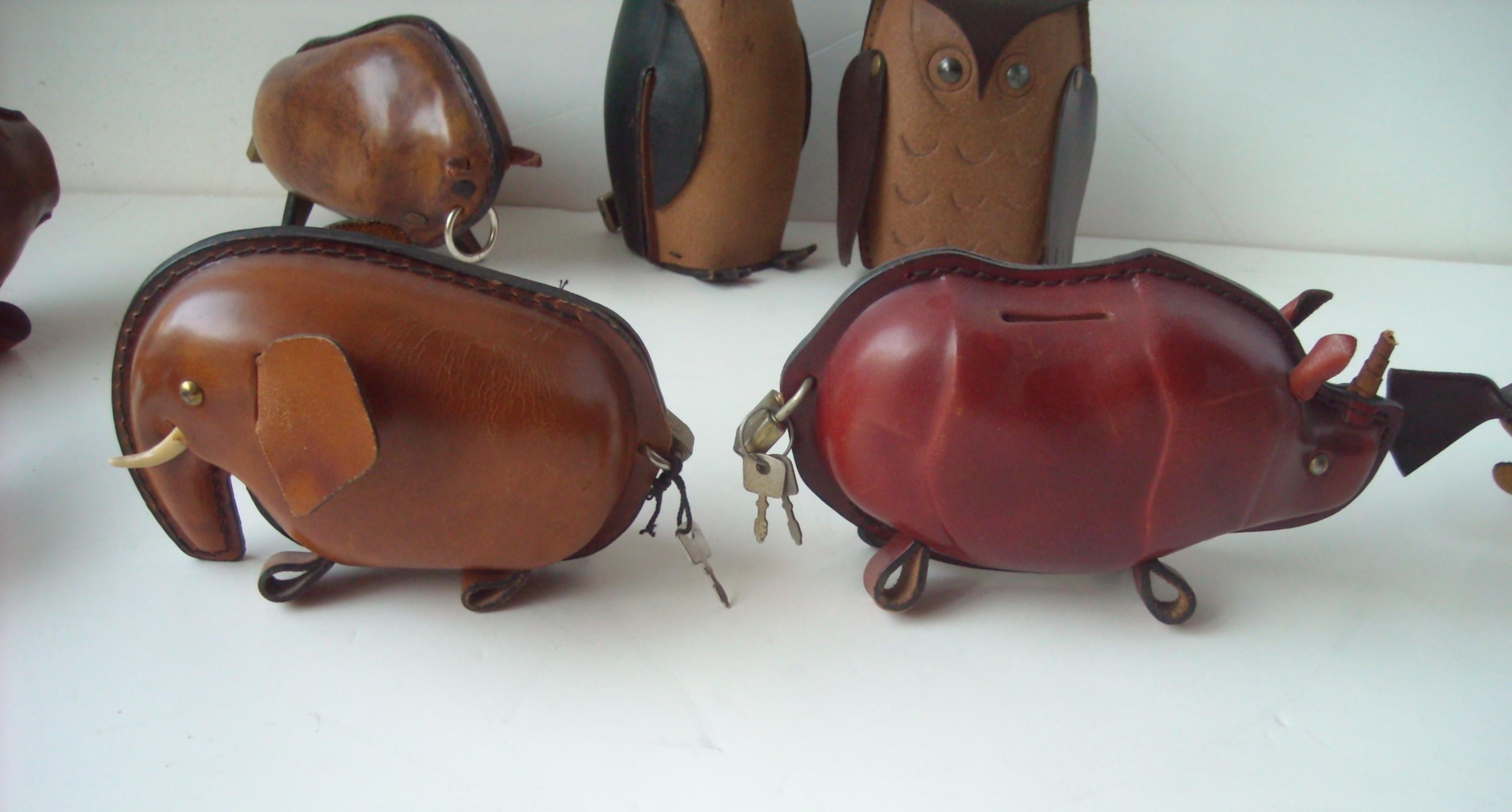 Late 20th Century Kounoike Leather MCM, Collection of 10 Coin/Money Banks Animals
