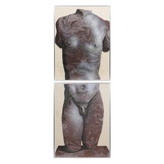 Vintage Kouros, Two Mixed Media on Paper Depicting a Young Nude Male by Harold Stevenson