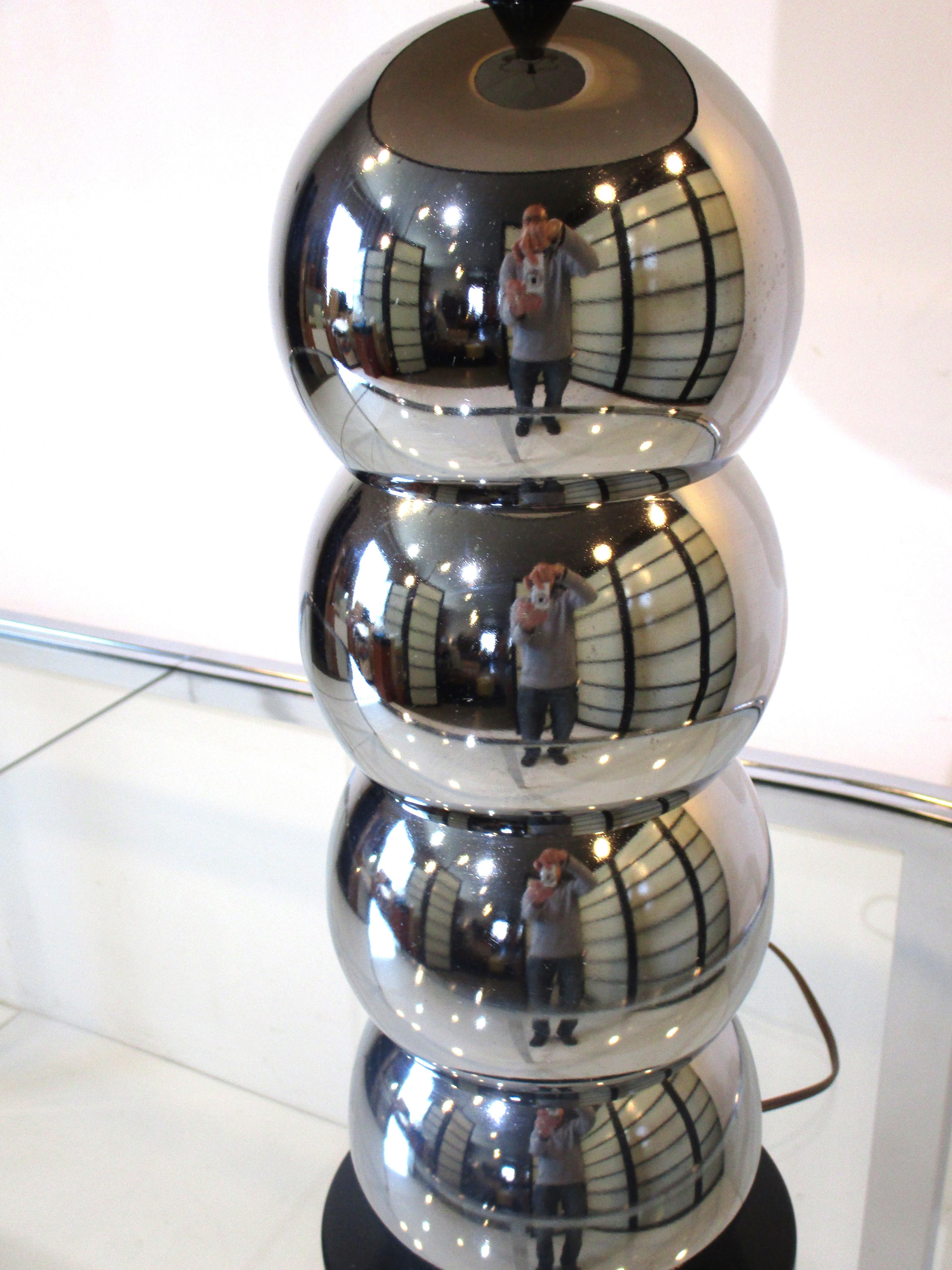 American Kovacs Chrome Stacked Ball Table Lamp For Sale