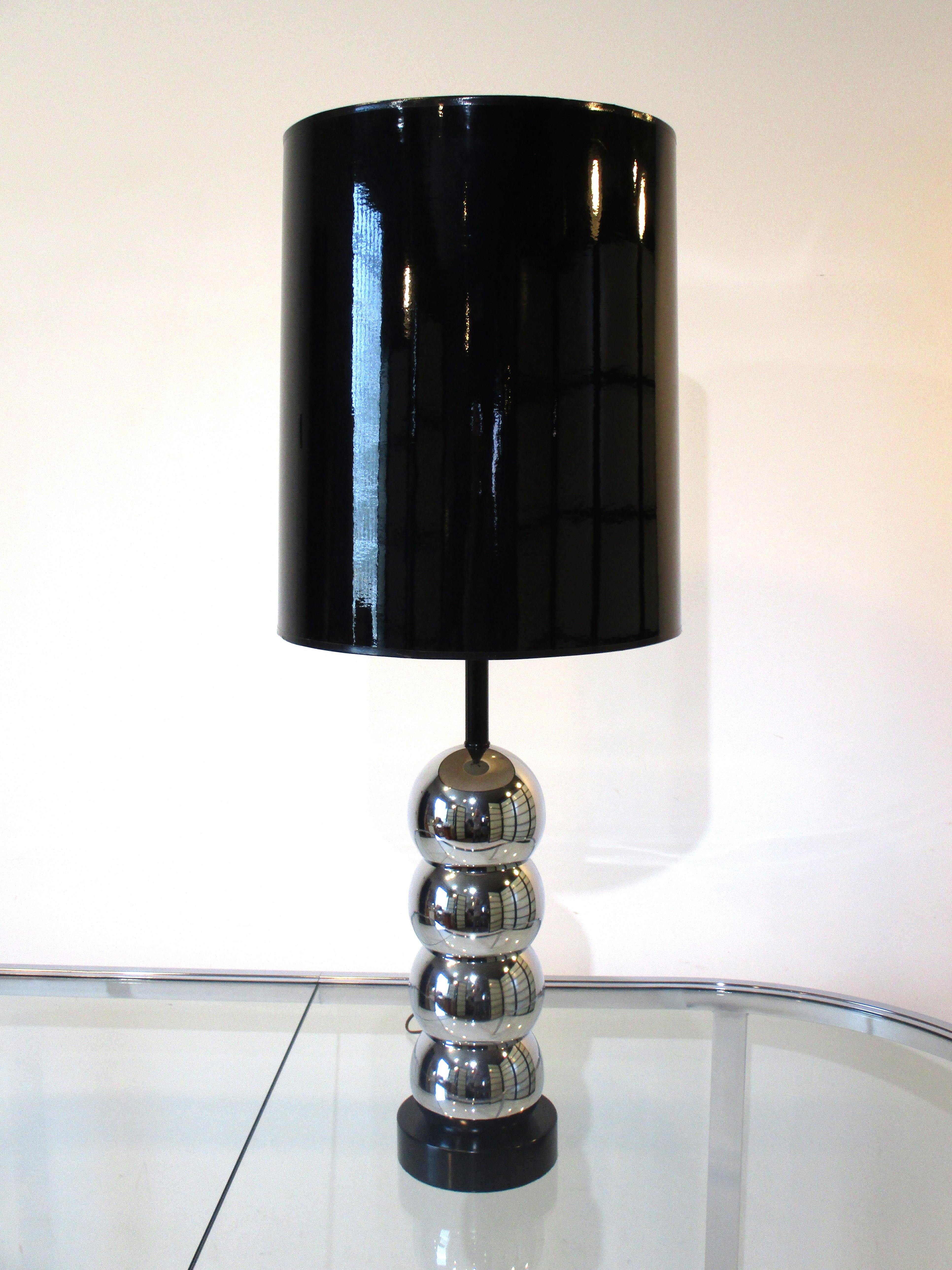 Metal Kovacs Chrome Stacked Ball Table Lamp For Sale