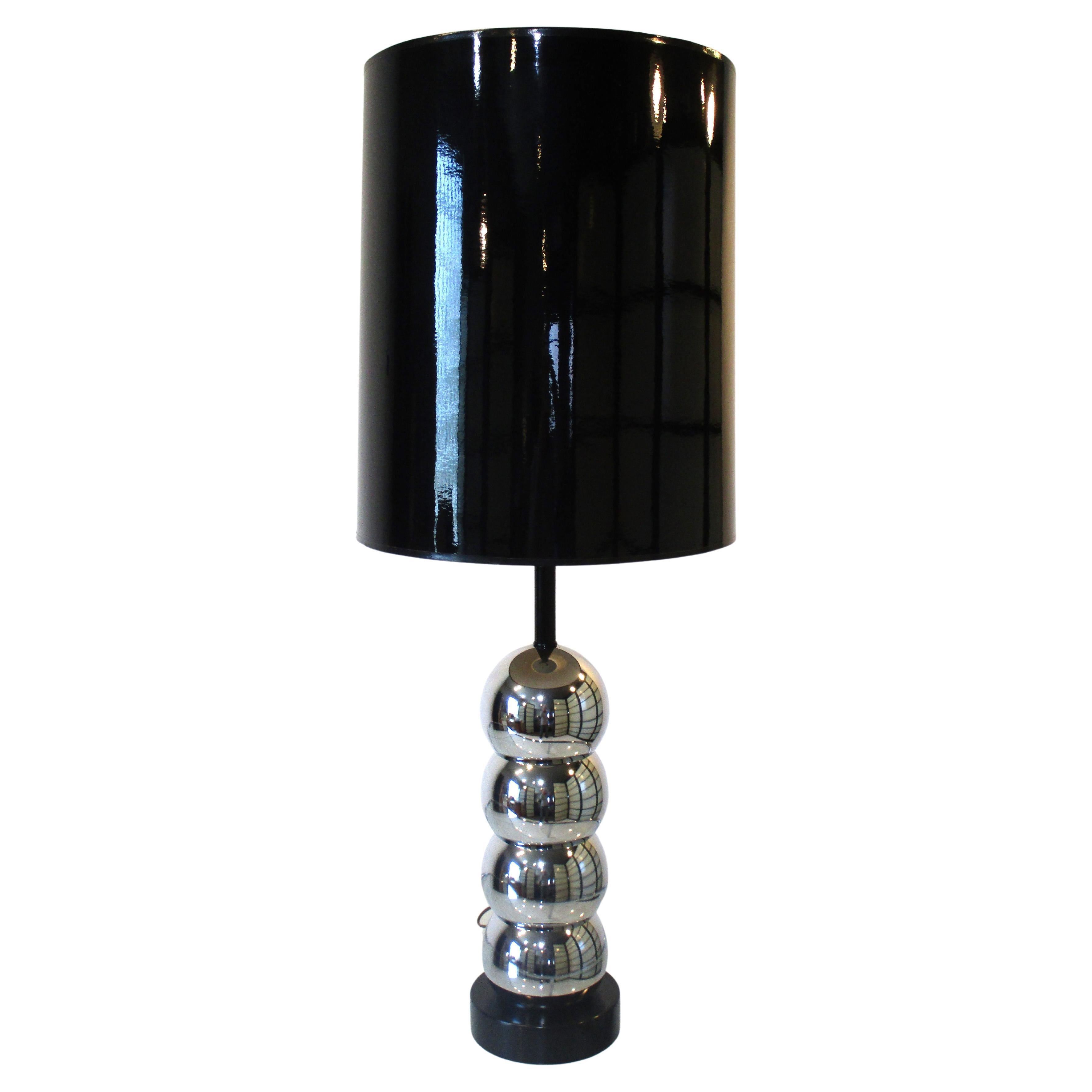 Kovacs Chrome Stacked Ball Table Lamp For Sale
