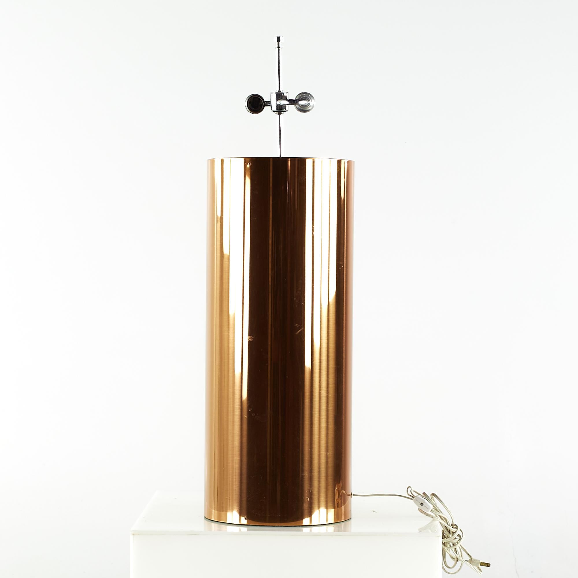Kovacs Midcentury Copper Large Table Lamp In Good Condition For Sale In Countryside, IL