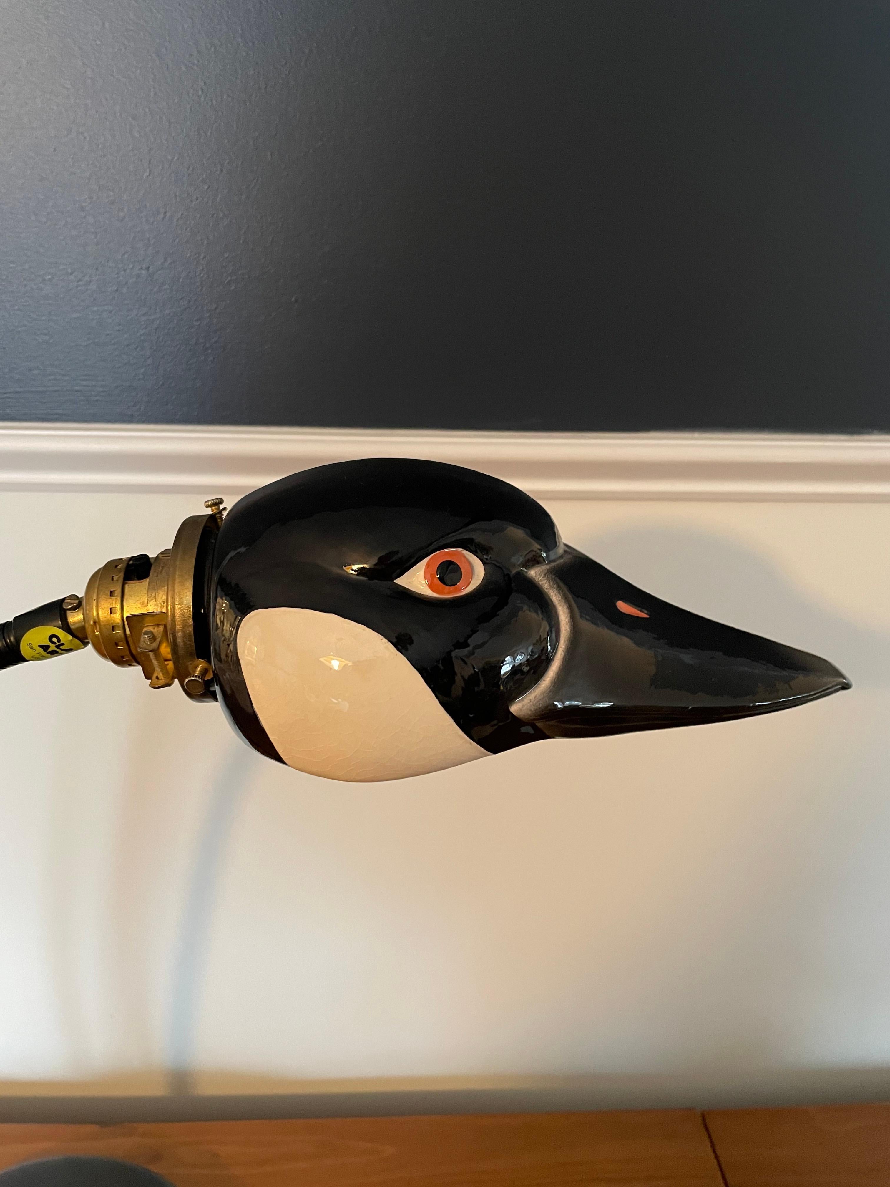 Lampe de bureau à col de cygne à tête de canard en céramique, style Kovacs Bon état - En vente à W Allenhurst, NJ