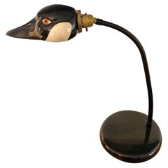 Vintage Kovacs Style Ceramic Duck Head Gooseneck Desk Lamp