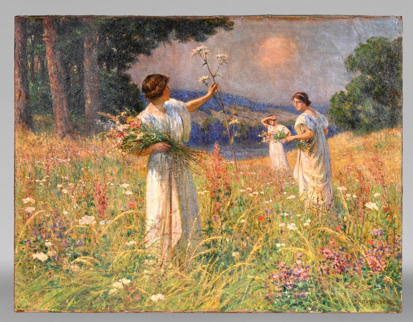 Léopold-Franz Kowalsky (1856-1931) est un peintre français réputé pour ses portraits de jeunes femmes et ses scènes rurales idylliques. Élève d'Henri Lehmann, il entre à l'École des Beaux-Arts de Paris en 1878, puis étudie à l'Académie Julian. Il