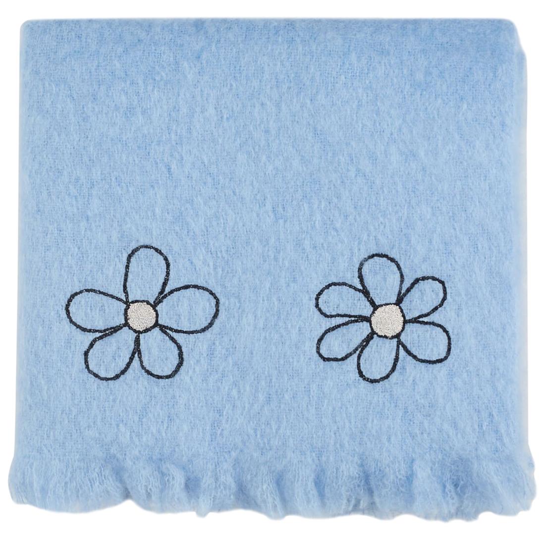 Kowhai - Hand Embroidered sweet blue Throw Blanket