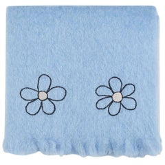 Kowhai - Hand Embroidered sweet blue Throw Blanket