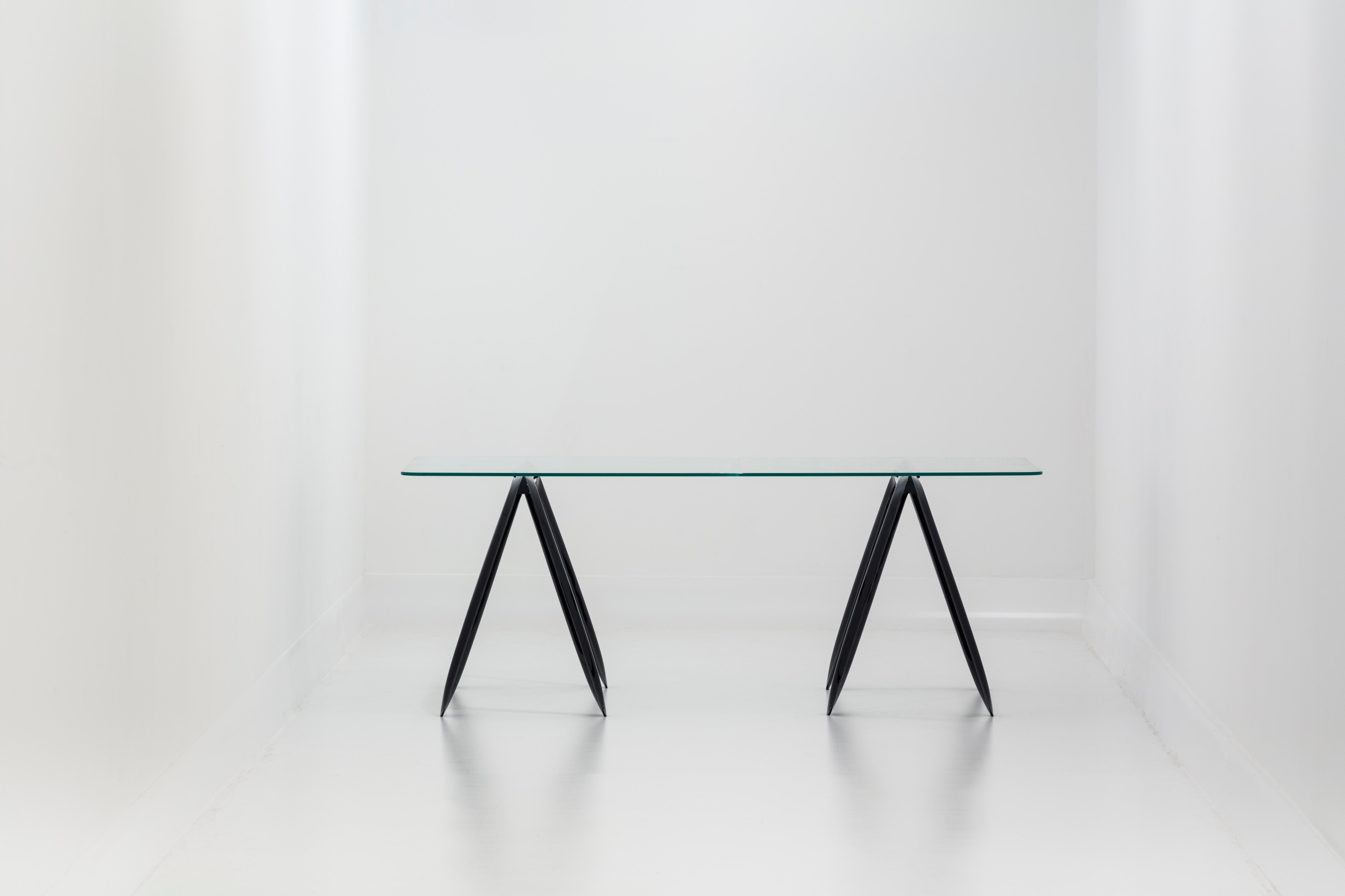 Koza Polished Black Glossy Color Carbon Steel Writing Table by Zieta In New Condition For Sale In Beverly Hills, CA
