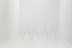 Koza Polished White Glossy Color Carbon Steel Writing Table by Zieta