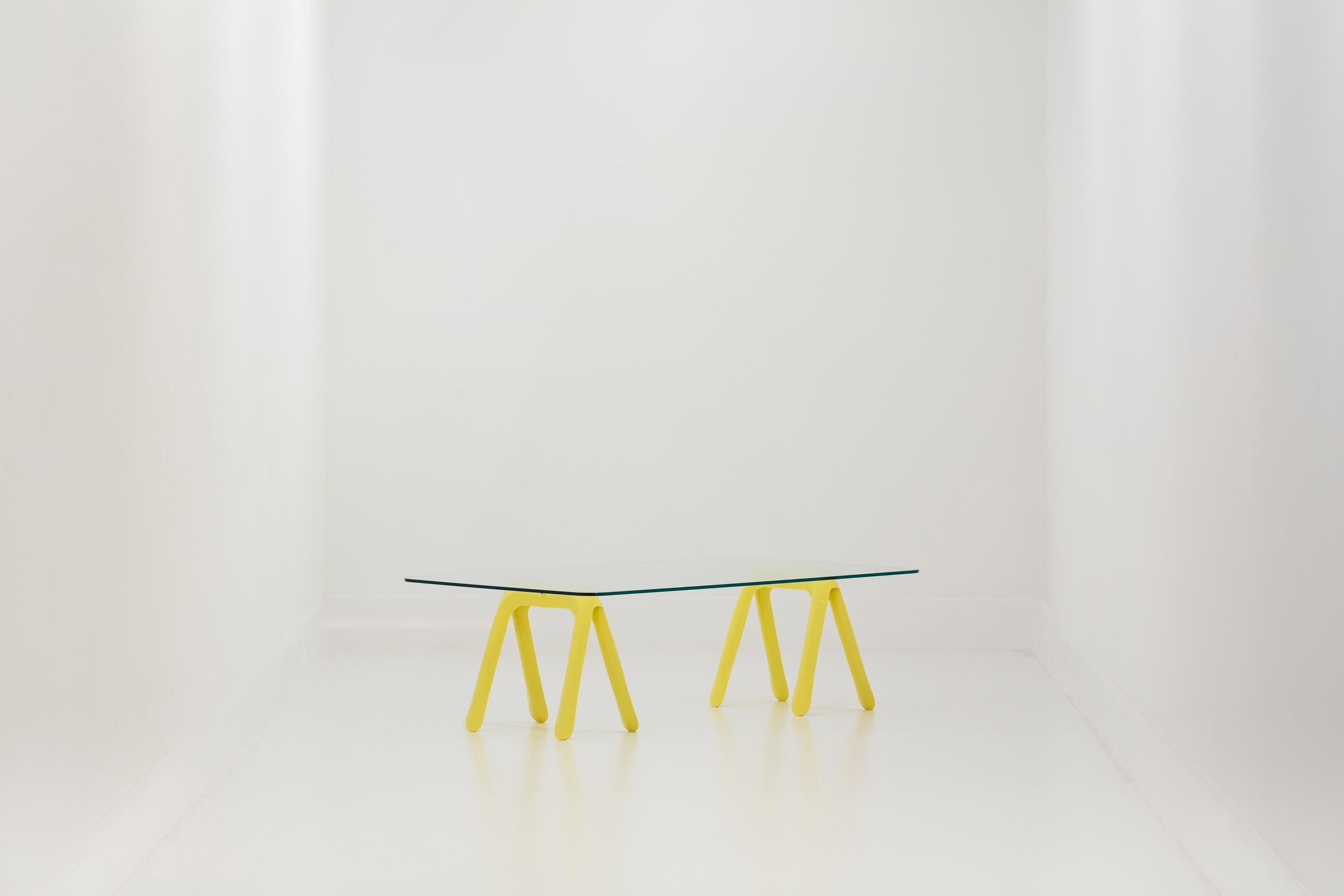 Modern Kozka Table Base in Canary Yellow Steel by Zieta For Sale