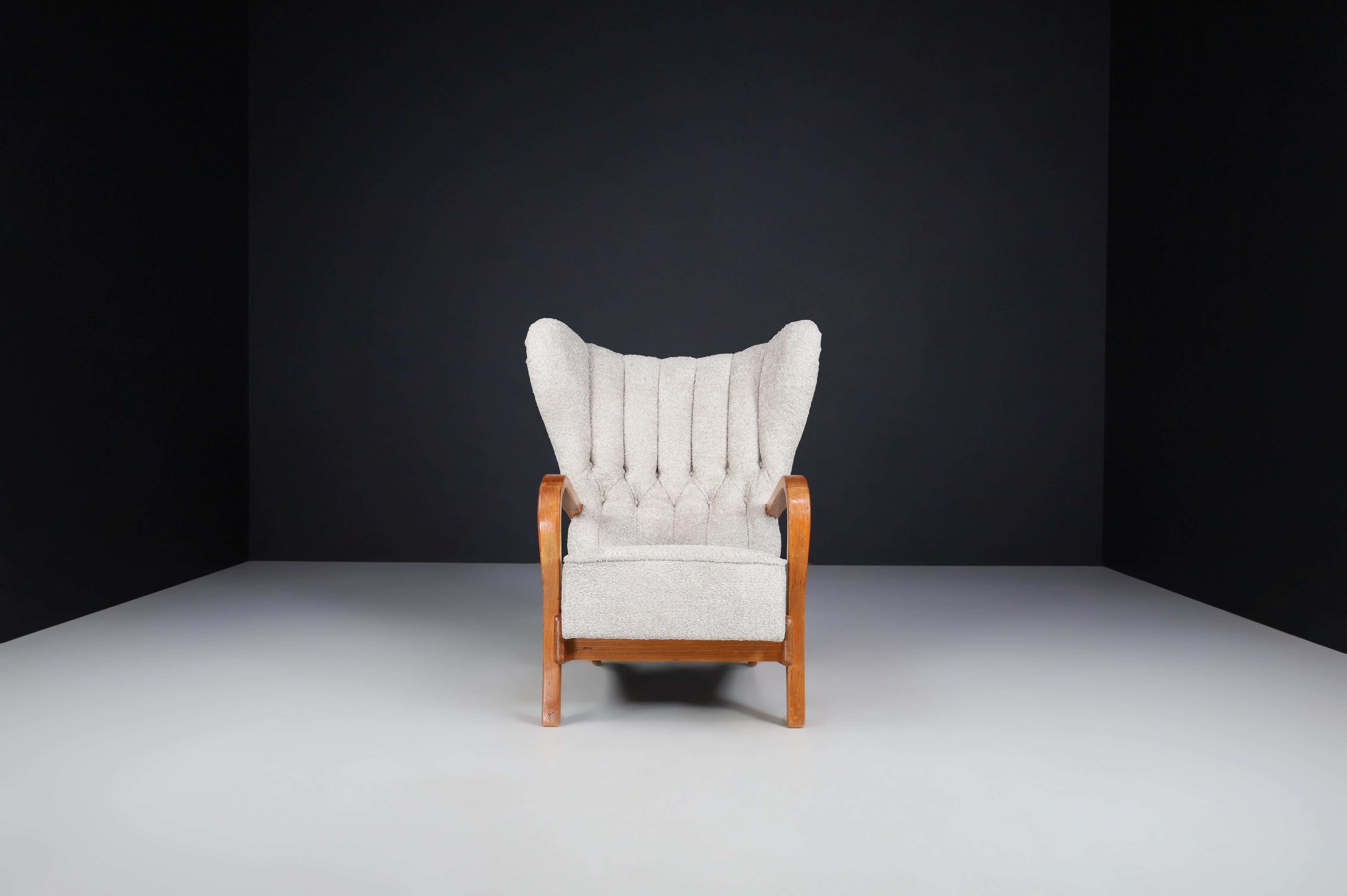 Fauteuil à oreilles Koželka et Kropáček Tchécoslovaquie, années 1940 en vente 3