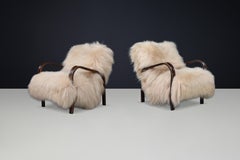 Kozelka & Kropáček Bentwood Lounge Chairs in Icelandic Sheepskin, 1940s