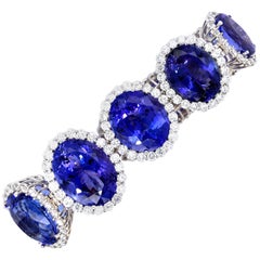 Kozi Collection 188 Carat Tanzanite and Diamond Bracelet 18 Karat Gold